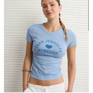 American Eagle Team Jeremiah Forever Ribbed Baby Tee Blue Large